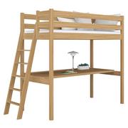 Łóżka - Drewniane łóżko na antresoli z biurkiem N02 dąb naturalny 80x180 - miniaturka - grafika 1
