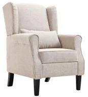 Fotele - Tapicerowany beżowy fotel uszak E6-D75 - miniaturka - grafika 1