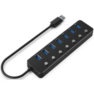 GEMBIRD 7-portowy HUB USB 3.1 Gen 1 z przełącznikami czarny - Wtyczki i adaptery - miniaturka - grafika 1