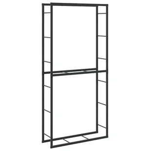 vidaXL Stojak na drewno opałowe, czarny, 100x30x209 cm, stalowy - Wózki magazynowe - miniaturka - grafika 1