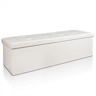 Szezlongi - Składana Pufa Kufer Siedzisko Schowek Ława Biała - miniaturka - grafika 1