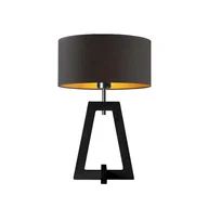 Lampy stojące - Czarna lampa stołowa drewniana do sypialni CLIO GOLD - miniaturka - grafika 1