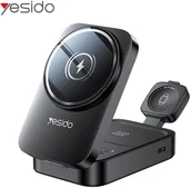 Ładowarki do telefonów - Yesido ładowarka indukcyjna DS27 15W Stand 3w1 do Apple Watch, BLACK / CZARNY - miniaturka - grafika 1