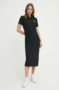 Lacoste sukienka kolor czarny midi prosta - Sukienki - miniaturka - grafika 1