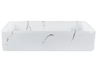 Umywalki - Umywalka nablatowa ceramiczna efekt marmuru 51 x 34 cm biała HOPI - miniaturka - grafika 1