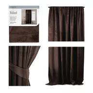 Zasłony - Zasłona VELVET kolor brązowy styl klasyczny taśma velvet 140x270 ameliahome - CURT/AH/VELVET/PLEAT/D.BROWN/140X270/1PC - miniaturka - grafika 1
