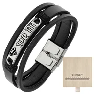 Bransolety męskie - Szeroka skórzana męska bransoletka Music - miniaturka - grafika 1