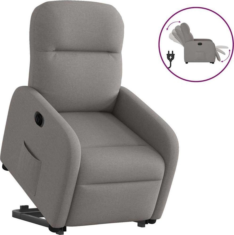 vidaXL vidaXL Podnoszony fotel rozkładany, elektryczny, kolor taupe, tkanina