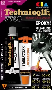 TECHNICQLL Klej metalowy epoksydowy 2x20 ml E143 - Kleje i inne preparaty budowlane - miniaturka - grafika 1