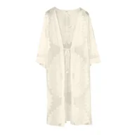 Sukienki - Prześwitująca sukienka plażowa z haftami - Beżowy - miniaturka - grafika 1