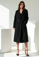 Płaszcze damskie - Plaszcz damski bukla Czarny płaszcz damski M1113 rozmiar Uniwersalny - miniaturka - grafika 1