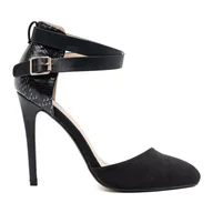 Czółenka - Goodin Czarne szpilki z paskiem wokół kostki - miniaturka - grafika 1