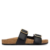Klapki i japonki damskie - Klapki Tommy Hilfiger Leather Double Strap Cork Sandals FW0FW09118 Czarny - miniaturka - grafika 1