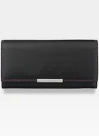 Portfele - Visconti Portfel Damski Skórzany Fioletowy + Czarny RIO R11 - Czarny + Fioletowy - miniaturka - grafika 1