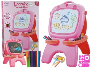 Import LEANToys Tablica Dwustronna Magnetyczna Kredowa Różowa Szablony Import LEANToys 9497 - Tablice dla dzieci - miniaturka - grafika 1