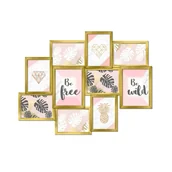 Obrazy i zdjęcia na płótnie - Multiramka na 10 zdjęć 64 x 50 cm złota - miniaturka - grafika 1