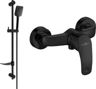 Zestawy baterii łazienkowych - Mexen Fabia DF62 bateria prysznicowa z zestawem prysznicowym, czarna- 74654DF62-70 - miniaturka - grafika 1