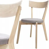 Krzesła - Krzesło Drewniane do Jadalni do Salonu Nelson Dąb Miodowy Szare Siedzisko - miniaturka - grafika 1