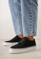 Trampki damskie - Czarne Klasyczne Tenisówki z Ozdobnym Paskiem przy Podeszwie Ranora - miniaturka - grafika 1