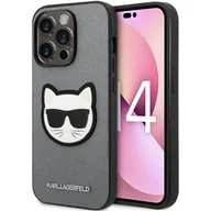 Etui i futerały do telefonów - Karl Lagerfeld Etui Saffiano Choupette Head Patch do Apple iPhone 14 Pro Max Srebrny - miniaturka - grafika 1