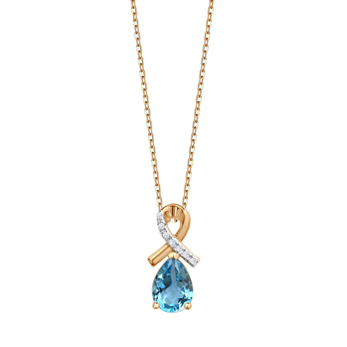 Złota zawieszka diamenty i Topaz Sky Blue
