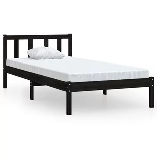 vidaXL Rama łóżka czarna drewno sosnowe 75x190 cm pojedyncza 810046 - Łóżka - miniaturka - grafika 1