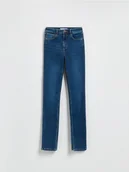 Spodnie damskie - Reserved - Jeansy slim fit z rozcięciem - granatowy - miniaturka - grafika 1