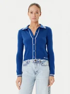 Swetry damskie - Guess Jeans Kardigan W5YR32 Z3HO2 Niebieski Regular Fit - miniaturka - grafika 1