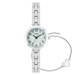 Zegarek Komplet na prezent srebrny zegarek + bransoletka serce PACIFIC X6130-02 - Zegarki damskie - miniaturka - grafika 1