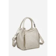 Torebki damskie - Złota Ażurowa Torebka Torba Damska Do Ręki LUIGISANTO Dopinany Pasek - miniaturka - grafika 1