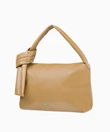 Torebki damskie - PUCCINI Beżowa miękka torebka typu shopper z wiązanym uchwytem - Puccini - miniaturka - grafika 1