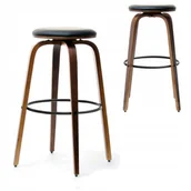 Taborety i hokery - Drewniany Hoker Stołek Barowy Nr 41 Orzech Z Czarnym Siedziskiem Z Ekosóry - miniaturka - grafika 1