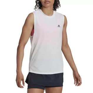 Koszulki sportowe damskie - Koszulka adidas Run Icons Muscle Tank HK9117 - biała - grafika 1