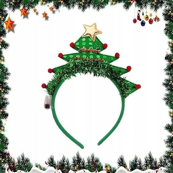 Opaska Świąteczna na Głowę z podświetleniem Akcesoria do włosów Choinka