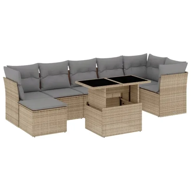 Zestaw mebli ogrodowych modułowych beżowy z rattanem PE, 62 x 62 x 69 cm