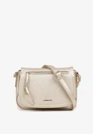 Torebki damskie - Złota Mała Torebka Listonoszka z Klapą i Srebrnym Wykończeniem Turila - miniaturka - grafika 1