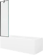 Wanny - Mexen Cubik wanna prostokątna 160 x 70 cm z obudową i parawanem 1-skrzydłowym 50 cm, czarny wzór - 550316070X9505007070 - miniaturka - grafika 1
