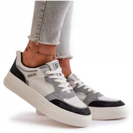 Sneakersy damskie - Sneakersy Damskie Niskie Na Platformie Big Star OO274028 Biało-szare 41 - miniaturka - grafika 1