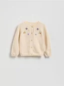 Bluzy dla dziewczynek - Reserved - Kardigan z haftem - złamana biel - miniaturka - grafika 1