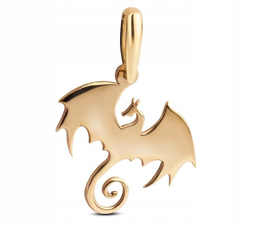 PIĘKNA KLASYCZNA ZŁOTA ZAWIESZKA SMOK DRAGON 8KT 333