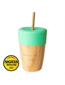 Kubki dla dzieci - Eco rascals Kubek bambusowy z silikonową nakładką 240ml zielony - miniaturka - grafika 1