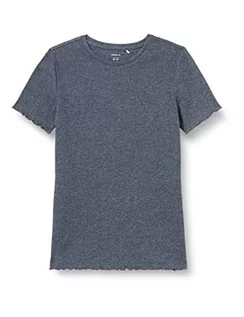 Koszulki dla dziewczynek - NAME IT Koszulka dziewczęca Nkftara Ss Slim Top Noos, Dark Sapphire, 146/152 cm - grafika 1