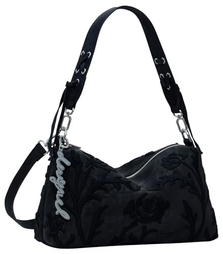 Desigual Torba unisex Romeo_kwiatowa torebka, czarny/biały, jeden rozmiar, czarny/biały, Rozmiar Uniwersalny