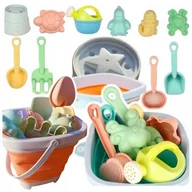 Zabawki do piasku - SKŁADANE WIADERKO ZABAWKI DO PIASKU KONEWKA FOREMKI PREZENT DZIEŃ DZIECKA - miniaturka - grafika 1