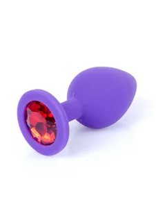 Korki analne - boss of toys Plug-Jawellery Purple Silikon PLUG Medium- Red Diamond - grafika 1