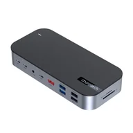 Adaptery i przejściówki - HUB Adapter M52 USB-C USB-A hdmi vga dp sd tf RJ45 aux PD szary - miniaturka - grafika 1