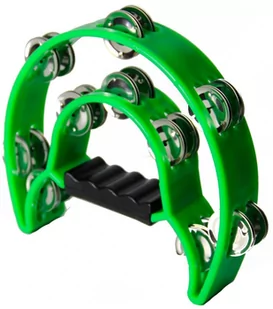 Tamburyn półksiężyc z tworzywa 20 par dzwonków zielony - Akcesoria do perkusji - miniaturka - grafika 1
