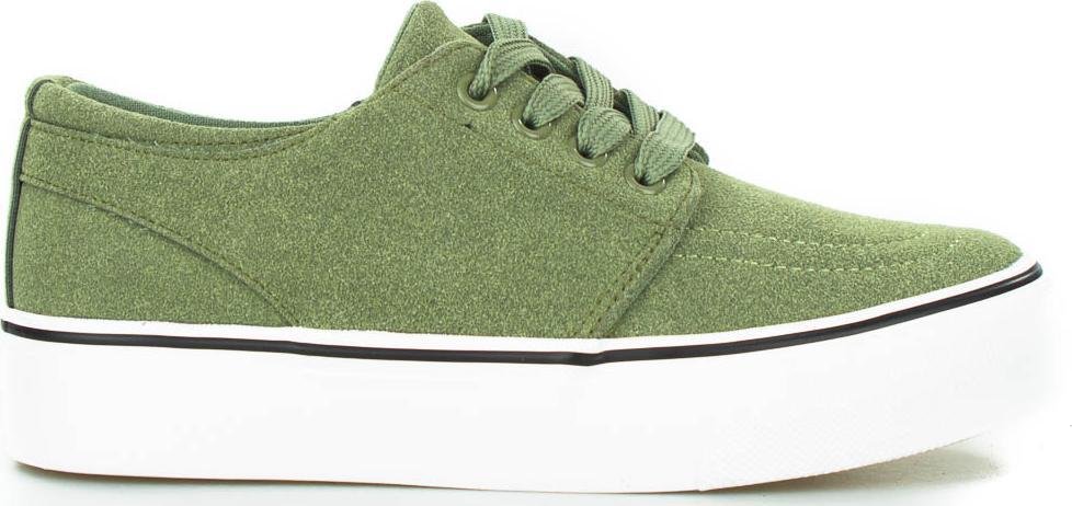 Estetino Tenisówki na platformie zamszowe zielone-39