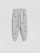 Spodnie damskie - Reserved - Spodnie dresowe z aplikacjami - ciemnoszary - miniaturka - grafika 1