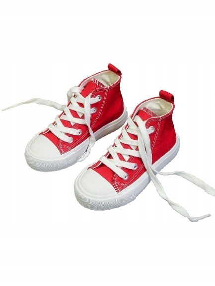 SHEIN CZERWONE TRAMPKI DZIECIĘCE ZA KOSTKĘ SZNUROWANE 28 11DB